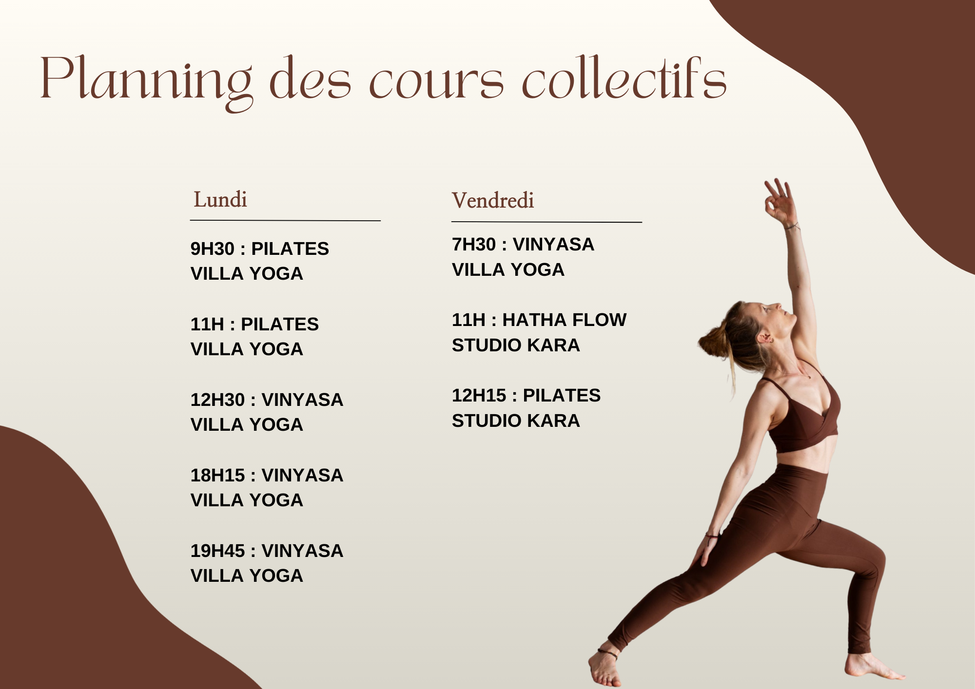 Planning des cours de Tatiana Mantra